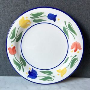 Dansk Tulip Dinner Plate Red Blue Yellow Tulips on Rim 11" Dansk Indonesia